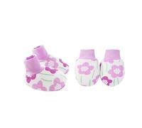 Qsvbeeqj Gants respirants pour fille et garçon - Moufles et chaussettes en coton - Gants et chaussures pour tout-petits, fleur violette, taille unique