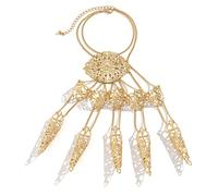 Qsvbeeqj Gothique Nail Hobby Nail Punk Conique Frange Main Chaîne Ornement Femmes Filles Halloween Party Danse Avec Ongles, Simple or, Taille Unique