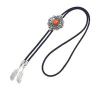 Qsvbeeqj Gravure Pierre Lariat Cravate Sculptée Cravate Pour Chemise Jeans Collier Western Tressé Shoestring Cravate Lariat Cravate Thème Ouest Accessoires, B, Taille Unique