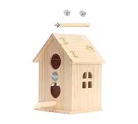 Qsvbeeqj Hanging Mangeoire à oiseaux en bois Reproduction Perroquets Naturel Oiseau Boîte à Nid Sécuritaire pour Intérieur ou Extérieur ou Extérieur Double Caisse à oiseaux perforée