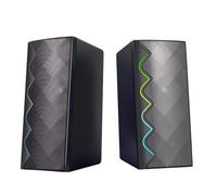 Qsvbeeqj Haut-parleur de jeu LED multicolore - Son clair - Alimentation USB - Boîte à musique auditive pour PC portable - Pour fête - ABS - Durabilité - Avec éclairage coloré