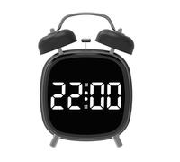 Qsvbeeqj Horloge de bureau réglable légère avec alarme numérique sonore progressive avec deux cloches Mouvement Horloge rétro