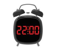 Qsvbeeqj Horloge de bureau réglable légère avec alarme numérique sonore progressive avec deux cloches Mouvement Horloge rétro