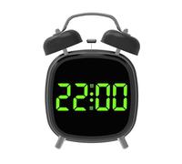 Qsvbeeqj Horloge de bureau réglable légère avec alarme numérique sonore progressive avec deux cloches Mouvement Horloge rétro