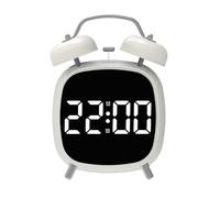 Qsvbeeqj Horloge de bureau réglable légère avec alarme numérique sonore progressive avec deux cloches Mouvement Horloge rétro