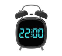 Qsvbeeqj Horloge de bureau réglable légère avec alarme numérique sonore progressive avec deux cloches Mouvement Horloge rétro