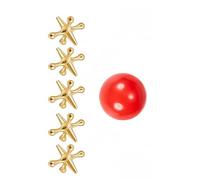 Qsvbeeqj Jacks Game Set pour adultes et étudiants avec bagues en métal et balles rebondissantes élastiques pour la coordination œil-main