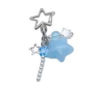 Qsvbeeqj Jelly Star Sangle de téléphone portable, chaîne de téléphone colorée, amovible, faite à la main, porte-clés étoile à cinq branches, porte-clés coloré en macaron, bleu, taille unique