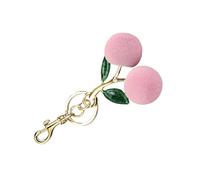 Qsvbeeqj Joli porte-clés cerises pratique avec détail à double feuille Artisanat de matériaux en alliage robuste pour sacs et décoration de clés