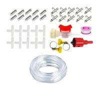 Qsvbeeqj Kit de système d'hydratation pour lapins 10/20 pages avec abreuvoir anti-corrosion et tuyau flexible pour petits animaux de compagnie, cage à lapin, systèmes d'eau potable