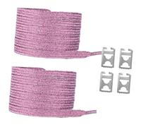 Qsvbeeqj Lacets métalliques scintillants pour adultes - Sans nouer - Pour baskets simples - Lacets élastiques avec pinces métalliques cachées - Lacets scintillants, Poudre nacrée, Taille unique