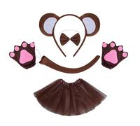 Qsvbeeqj L'ensemble de costume de singe comprend un bandeau queue de singe, un gant, une jupe, un costume d'Halloween, une tenue de bébé, un costume de cosplay