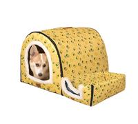 Qsvbeeqj Lit chaud pour chat pour chat intérieur motif dessin animé lits cachés maison de tente chiots petits chiens fond antidérapant niche pour chien intérieur chiens de taille moyenne