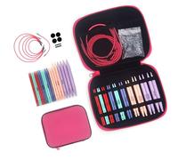 Qsvbeeqj Lot de 10 paires d'aiguilles à tricoter circulaires interchangeables en ABS avec mallette pour débutants 3 75 mm - 10 mm