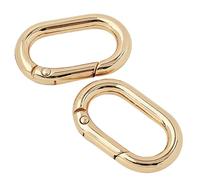 Qsvbeeqj Lot de 2 anneaux ovales en métal - Boucles de porte-clés à ressort - Anneaux ovales à ressort - Accessoires multifonctionnels pour sac - Or clair - 2,5 cm - 4 deniers