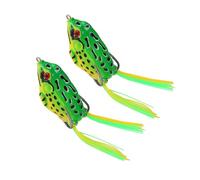 Qsvbeeqj Lot de 2 appâts de pêche simulés grenouilles avec crochet Topwater Appâts de pêche souples Appâts de pêche Artificielles Tubes souples Appâts à manivelle Appâts attaquants Tackle