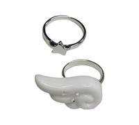 Qsvbeeqj Lot de 2 bagues symboliques en forme d'ailes d'étoile, bijoux robustes avec des designs élégants, décoration portable pour femmes tendance à porter au quotidien