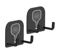 Qsvbeeqj Lot de 2 crochets muraux en métal pour pickleballs - Support vertical pour garage, gym, entraînement, pagaies, support mural en métal