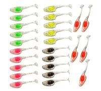 Qsvbeeqj Lot de 25 appâts artificiels pour truite - Appâts de pêche souples - Avec boîte de rangement