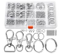 Qsvbeeqj Lot de 265 anneaux porte-clés porte-clés porte-clés pratiques Accessoires porte-clés en métal Porte-clés fendus Anneaux porte-clés porte-clés