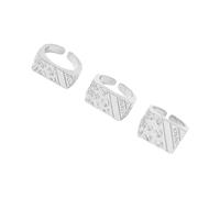Qsvbeeqj Lot de 3 bagues de réglage punk ouvertes, texture en alliage, convient pour les amateurs de bijoux fantaisie, hiphop, géométriques, comme décrit