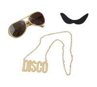 Qsvbeeqj Lot de 3 colliers style disco des années 70 avec lunettes hippie pour fête vintage des années 50, 60, 70, 80