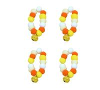Qsvbeeqj Lot de 4 colliers en peluche pour chats et chiens avec pompons et clochettes colorés, color-M