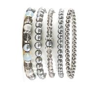 Qsvbeeqj Lot de 5 bracelets extensibles en perles de cristal pétillantes - Ornement pour styles personnalisés et cadeaux - Accessoires de fête, taille unique, comme décrit