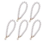 Qsvbeeqj Lot de 5 perles synthétiques exquises pour chaîne pour femme et homme - Perles blanches - Dragonne de poignet - Kit de décoration pour maman - Porte-clés de la part de sa fille, doré, taille
