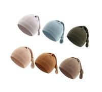 Qsvbeeqj Lot de 6 bonnets longs pour bébé - Doux et confortables - Bonnets à nœud tendance - Bonnet chaud tendance - Bonnet doux pour les jardins d'enfants, c, taille unique