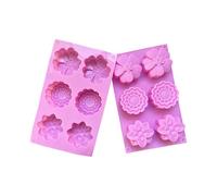 Qsvbeeqj Lot de 6 moules de cuisson en silicone anti-adhésif en forme de fleur pour gâteaux, cupcakes, desserts, savons, ustensiles de cuisson en silicone de qualité alimentaire