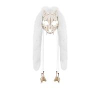 Qsvbeeqj Loup-garou Fausse fourrure Viking Renards Tête de tête Animaux en fourrure Masque Loup-garou Cosplay Costumes à enfiler en fausse fourrure Renards Vikings, Blanc., taille unique