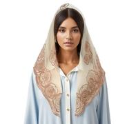 Qsvbeeqj Mantilla Voile de Messe Latine Foulard Dentelle Fleur Voile Châle Espagnol pour Chapelle Catholique Mariage Écharpe Voyage, beige, Taille unique