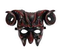 Qsvbeeqj Mascarade diable bœuf corne horreur Halloween costume cosplay horreur demi-visage mascarade pour femmes hommes couple avec bâton