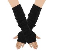 Qsvbeeqj Mitaines tricotées à manches courtes pour Halloween, bal masqué, bal masqué, sans doigts pour femme, Noir , taille unique
