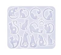 Qsvbeeqj Moules en Résine Époxy Faits À Main Boucles d'oreilles Chats Moules en Silicone Moules d'animaux Moules À Pendentif avec Trou Moules Fabrication Bijoux