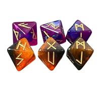 Qsvbeeqj Mystical Runes Dices Lot de 6 dés polyédriques en acrylique 8 côtés pour un roulement lisse en acrylique polyédrique