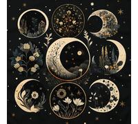 Qsvbeeqj Nappe de table carrée de la série Gottesdel, lune, astrologie, nappe de tarot, nappe de table, sorcellerie, fournitures de table divine, table de cartes en tissu, décorations murales