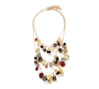 Qsvbeeqj Pendentif en couches Collier Accessoire Contemporain Collier Histoire avec Feuilles de Cœur et Motifs Fleurs Pour Les Rassemblements Bijoux De Fête Décontractée