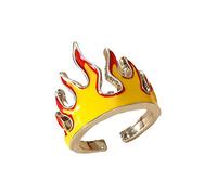 Qsvbeeqj Personnalité Flamme Gothique Punk Vintage Esthétique Jaune Bijoux Ouverts Femmes Hommes Ouverts Anneaux Réglable Pour Hommes Femmes