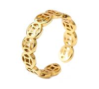 Qsvbeeqj Porte-bonheur, attrape-argent, pièce de monnaie vintage creux en acier inoxydable, anneaux Fengshui accessoires bijoux bagues en acier inoxydable pour femmes, taille unique, Comme décrit