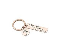 Qsvbeeqj Porte-clés « Drives Safe I Need You Here With Mes » - Pour anniversaire, petit ami, mari, petit ami, conduite - En acier inoxydable - Chaîne de sécurité utile, rose gold, taille unique
