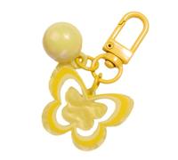 Qsvbeeqj Porte-clés en acrylique coloré avec breloque papillon pour femme - Pendentif de sac de voiture - Accessoires d'anniversaire, jaune, taille unique