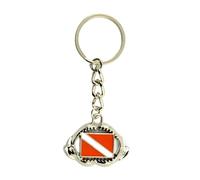 Qsvbeeqj Porte-clés en alliage de zinc résistant à la rouille élégant drapeaux sous-marins pendentif porte-clés tendance anneaux ornement sac à dos porte-clés résistant à la rouille, A, Taille Unique