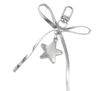 Qsvbeeqj Porte-clés en cuir nœud papillon argenté Magie Distorsion du cœur Porte-clés PU pour les adolescents amateurs de mode