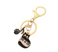 Qsvbeeqj Porte-clés en forme de piano chat chat chaîne créative voiture notes musicales ornements suspendus pendentif sac à main femme note porte-clés sac à main breloque voiture, C