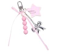 Qsvbeeqj Porte-clés esthétique avec nœud en ruban, pendentif de sac, joli porte-clés perlé, ornement à suspendre pour femme et fille, b