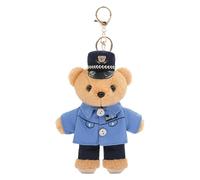 Qsvbeeqj Porte-clés ours policier, chaîne ours policière, porte-clés en peluche douce, décoration de sac pour un usage quotidien