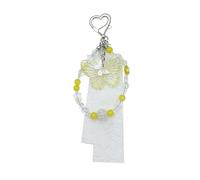 Qsvbeeqj Porte-clés papillon unique Pendentif de sac à la mode avec perles acryliques et rubans Accessoire porte-clés pour femmes et filles