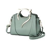 Qsvbeeqj Sac à bandoulière élégant en cuir PU avec poignée sur le dessus, sac à main à fermeture éclair, sac à main pour femme, bandoulière en cuir PU, Vert, One Size